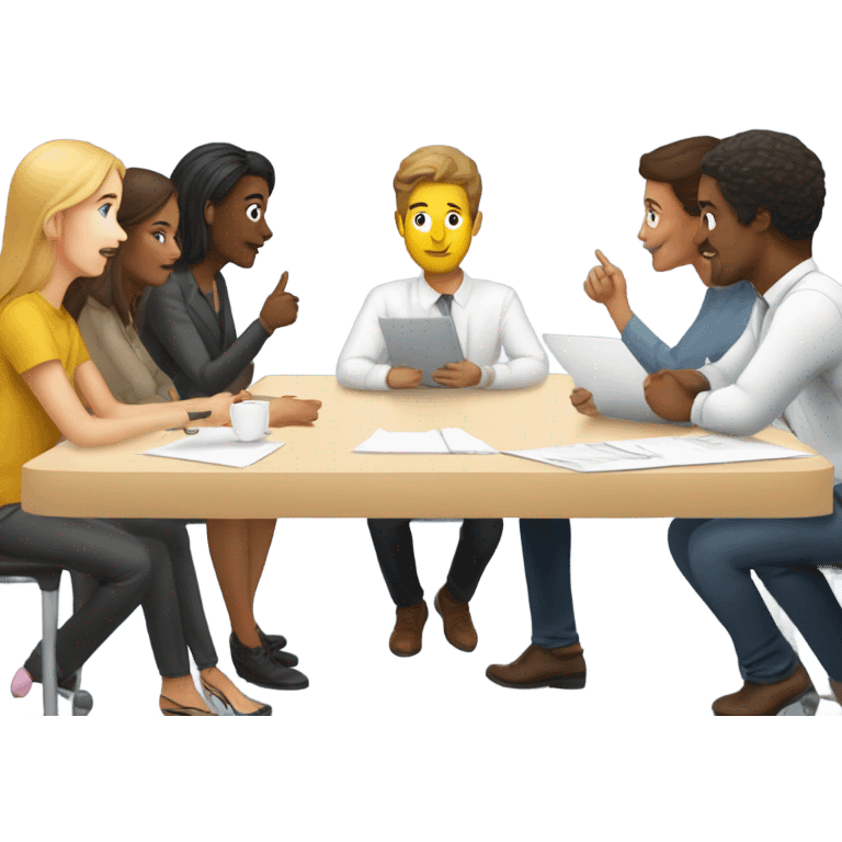 team meeting at a table emoji