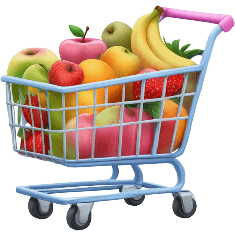 cute pink grocery cart with fruit emoji