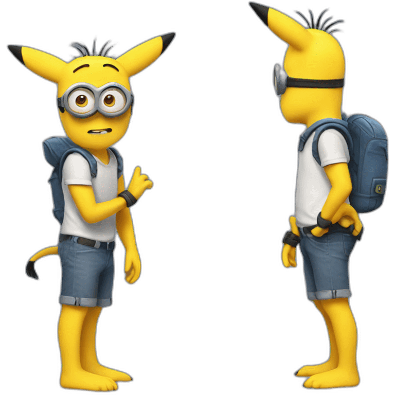 Minion with Pikachu ears and tail emoji