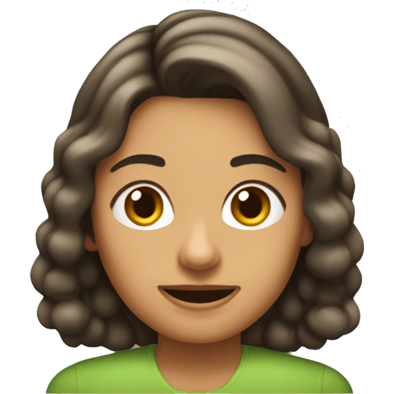 Una mujer quimica de pelo corto castaño con espejuelos emoji