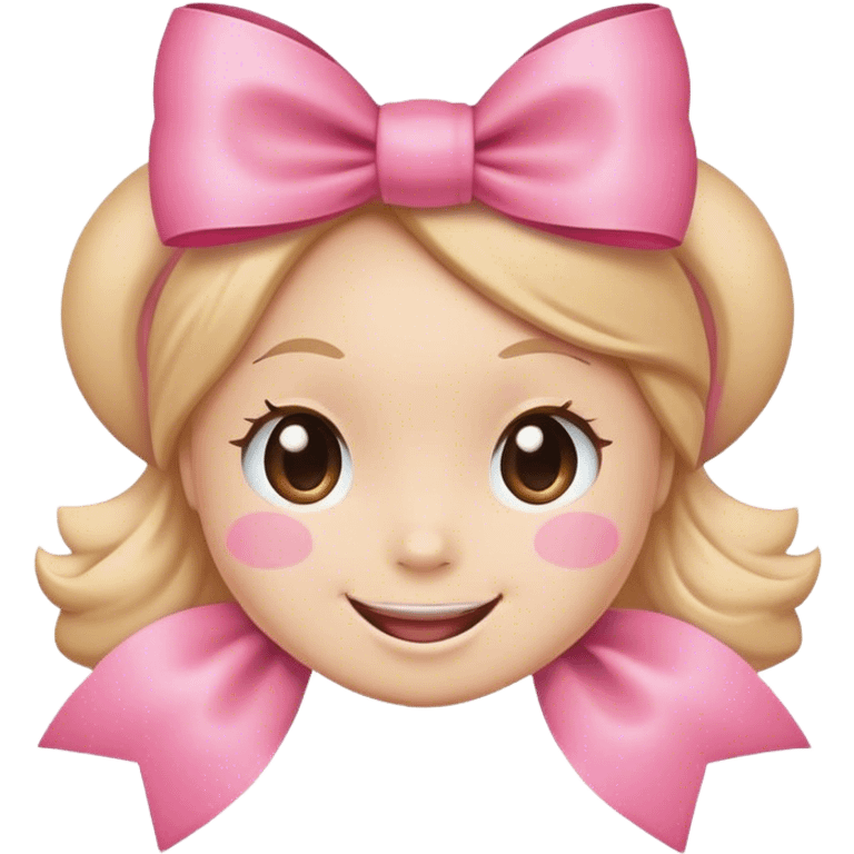 Pink bow emoji with face emoji