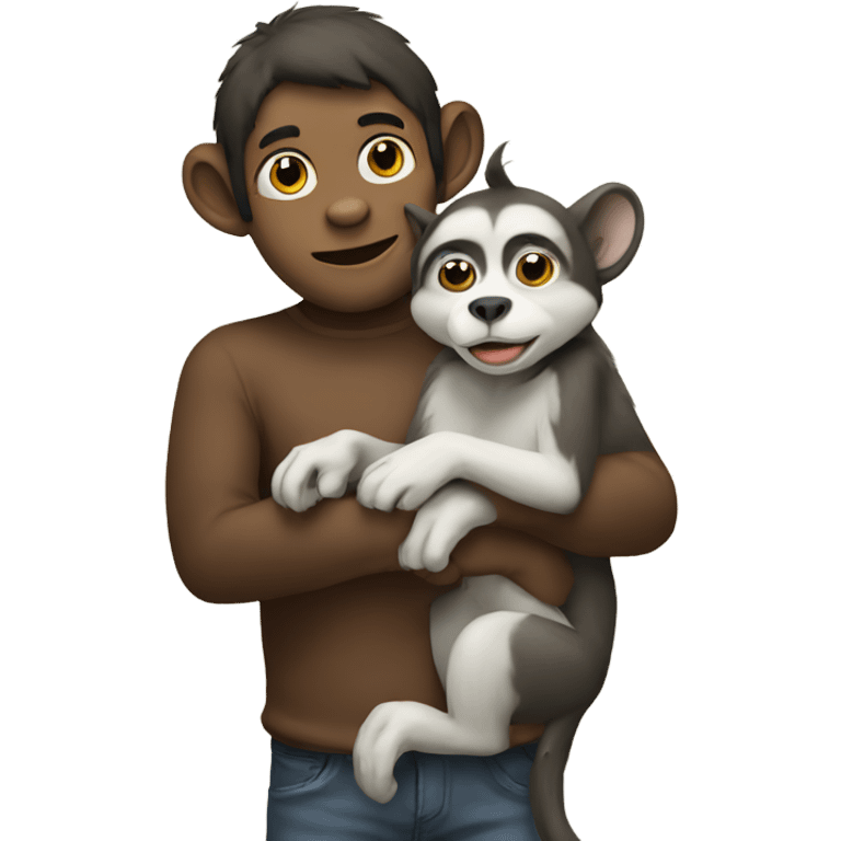 Monkey holding husky emoji