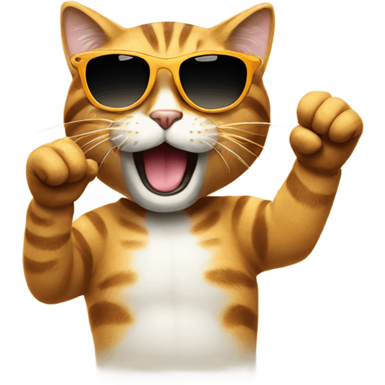 cool cat with sunglasses cheering emoji