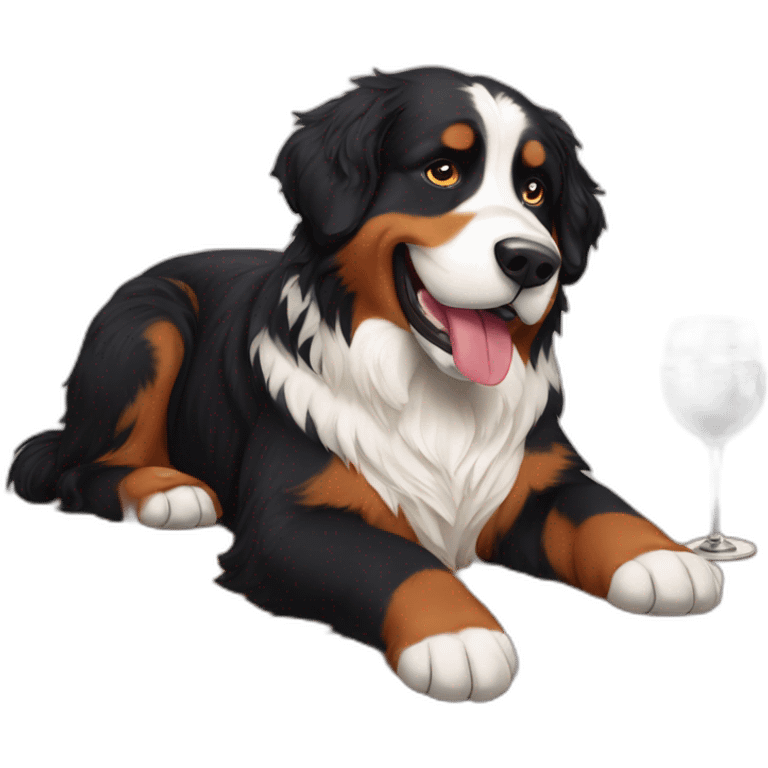 bernese mountain dog drinking good wine emoji