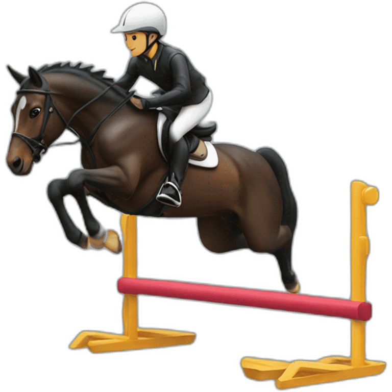 rider trying to jump an obstacle emoji