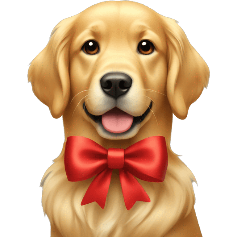 Golden Retriever with red bow  emoji