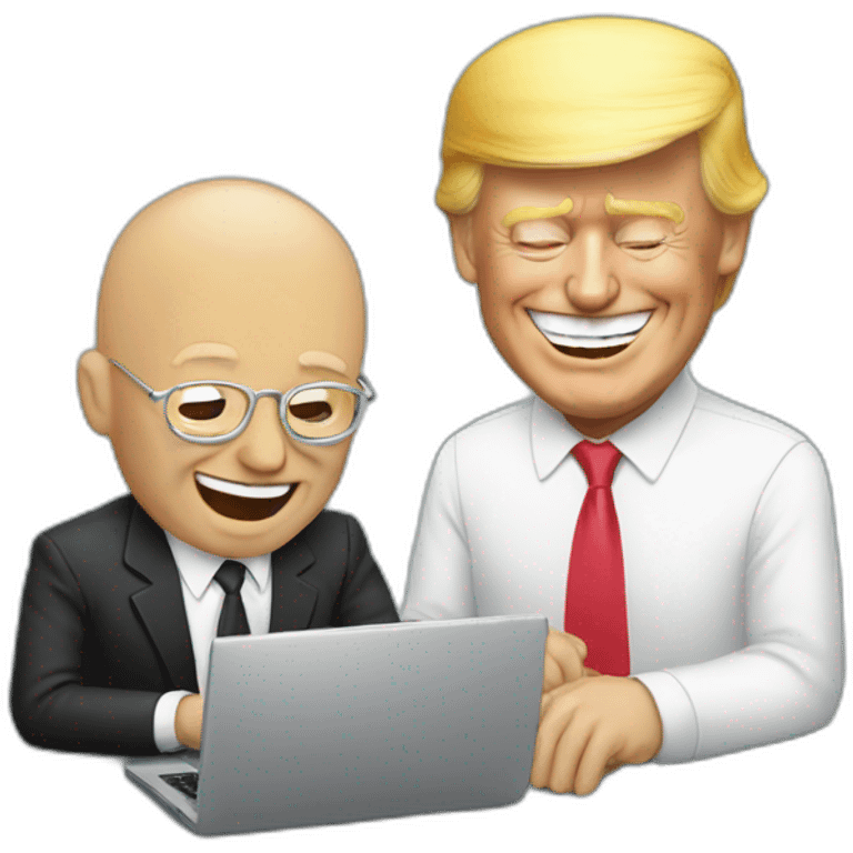 Donald Trump laughing at bald man typing on laptop emoji