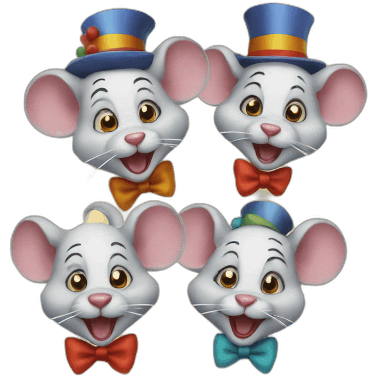 three rats in the image of clowns emoji