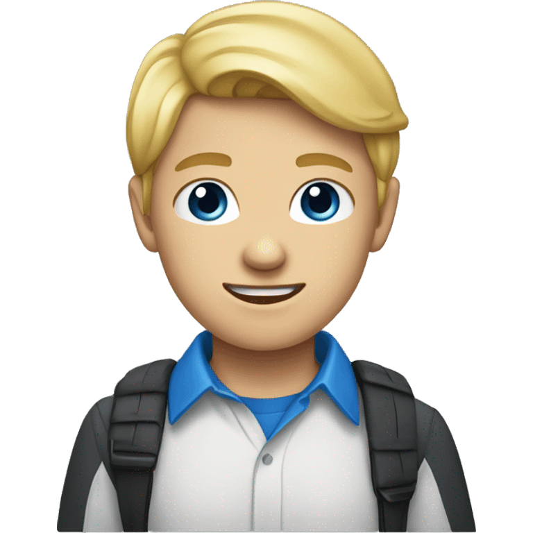 blond teenage boy wearing blue collared shirt emoji