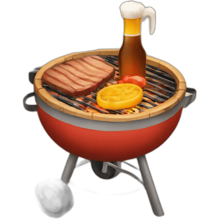 A bbq with à beer emoji