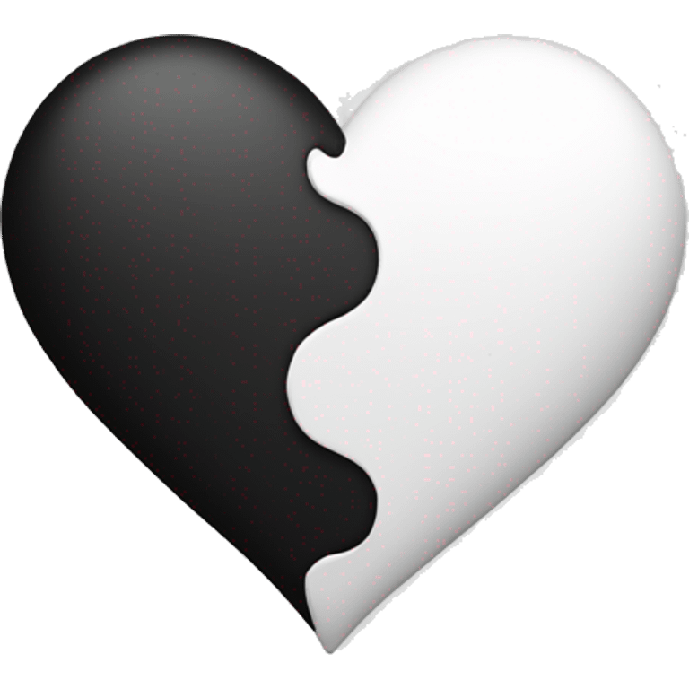 heart one side is white the other side is black emoji