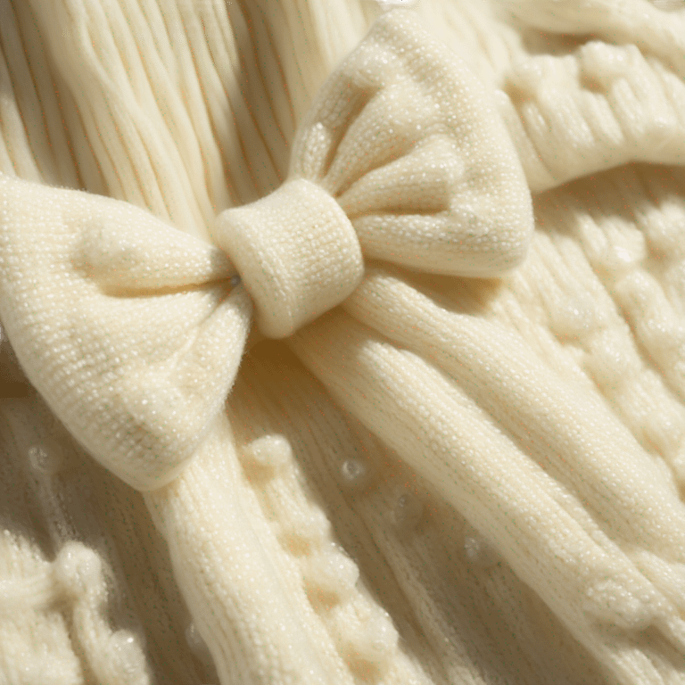 Pearl BOW-DETAIL RIB-KNIT cream CARDIGAN emoji