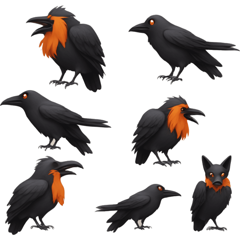 Crow on a fox head emoji