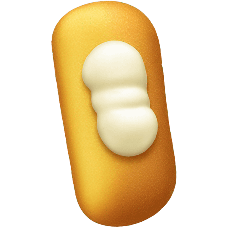 A Twinkie with cream pouring out of one side emoji