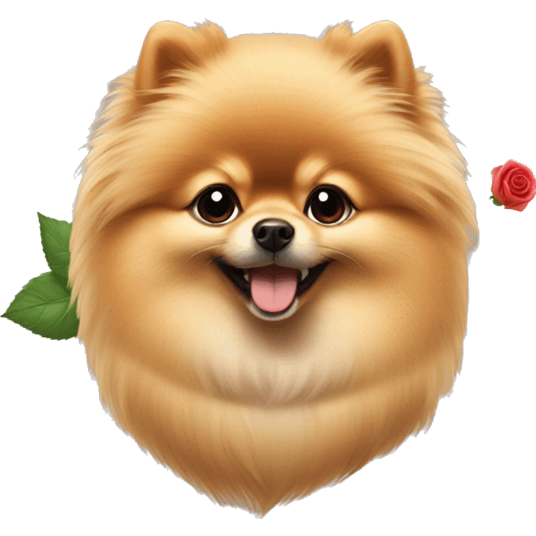 Pomeranian with a rose emoji