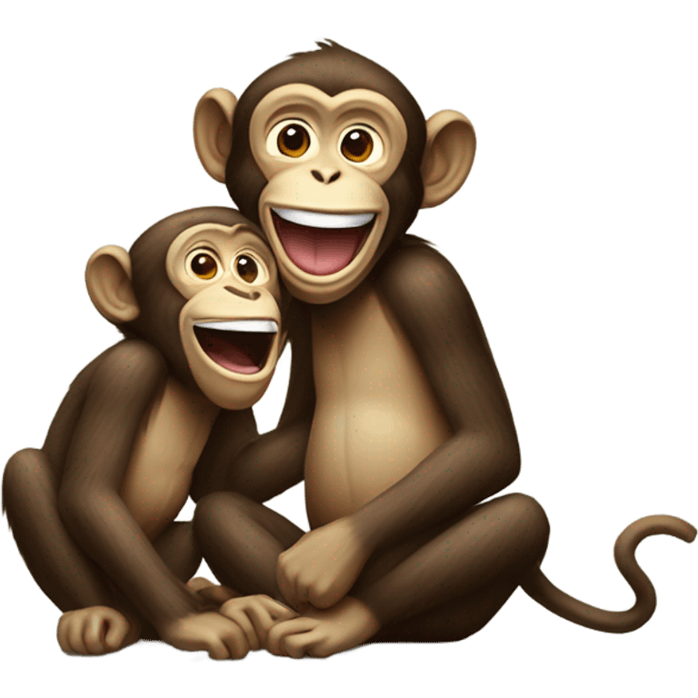 Monkey laughing on a friend monkey emoji