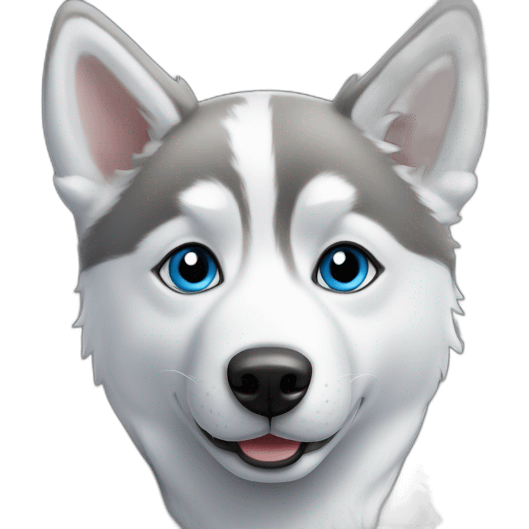 Husky blanc yeux bleu souriant emoji