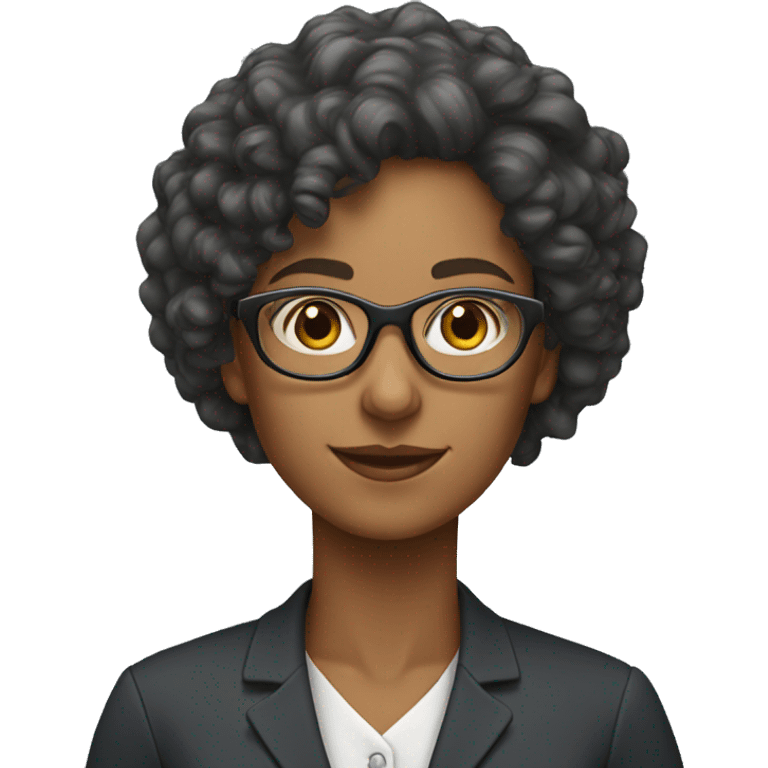 woman teacher of English with curly hair and glasses  emoji