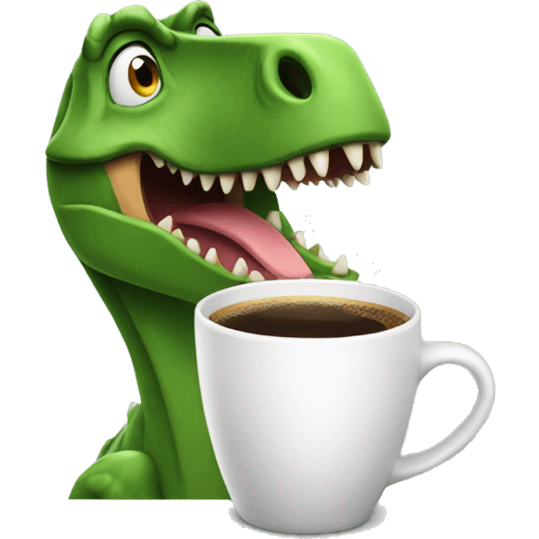 dinosaur drinks coffee emoji