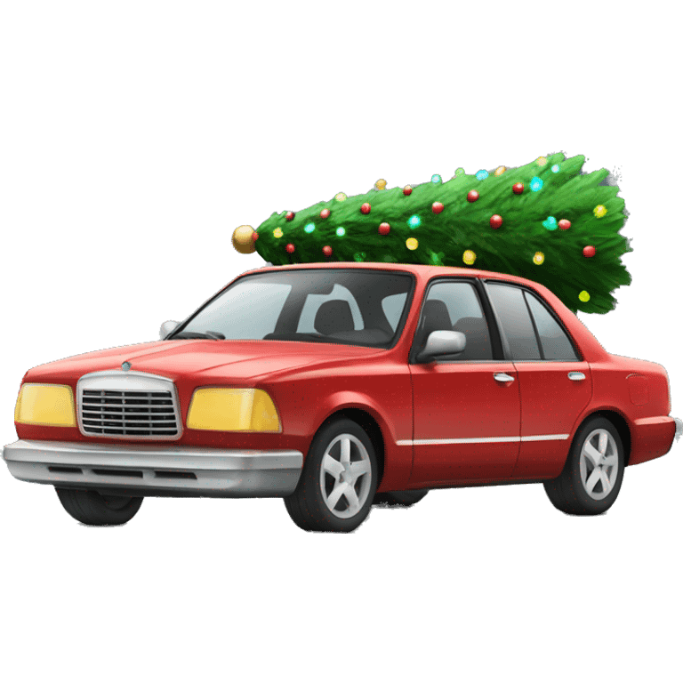 Christmas blsck car with Christmas tree emoji