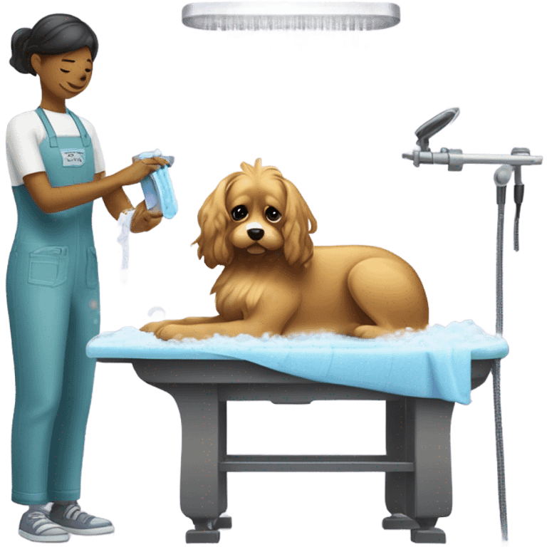 Dog getting groomed emoji