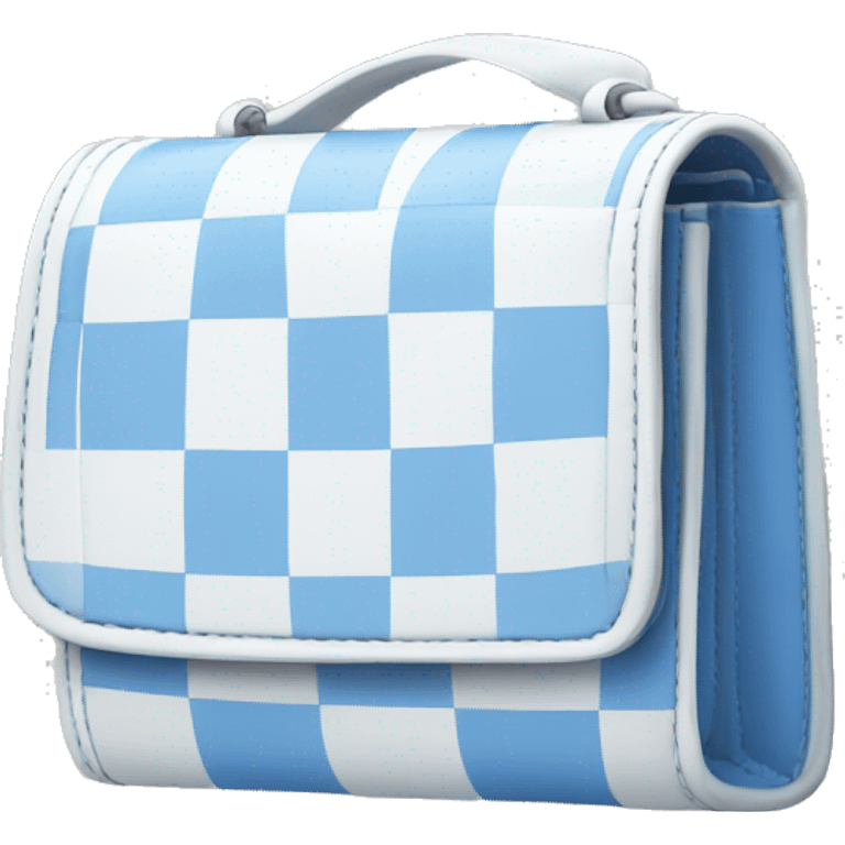 Small white and blue checkered purse with a white trim emoji