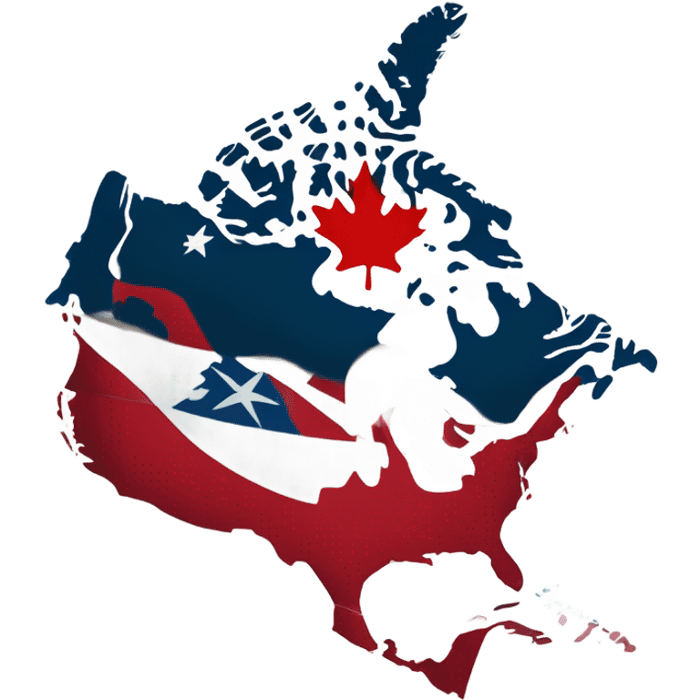 North American map draped in Canadian flag emoji