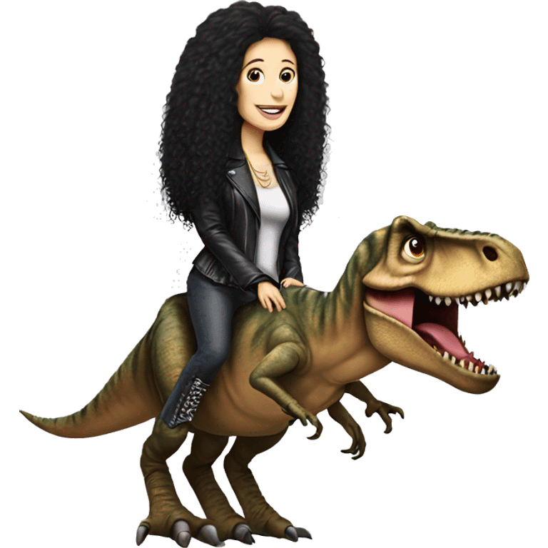 Cher on a T-Rex emoji