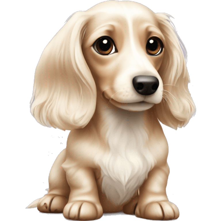 mini long haired puppy dachshund cream white colors emoji