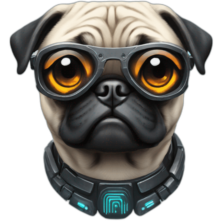 A pug in cyberpunk space emoji