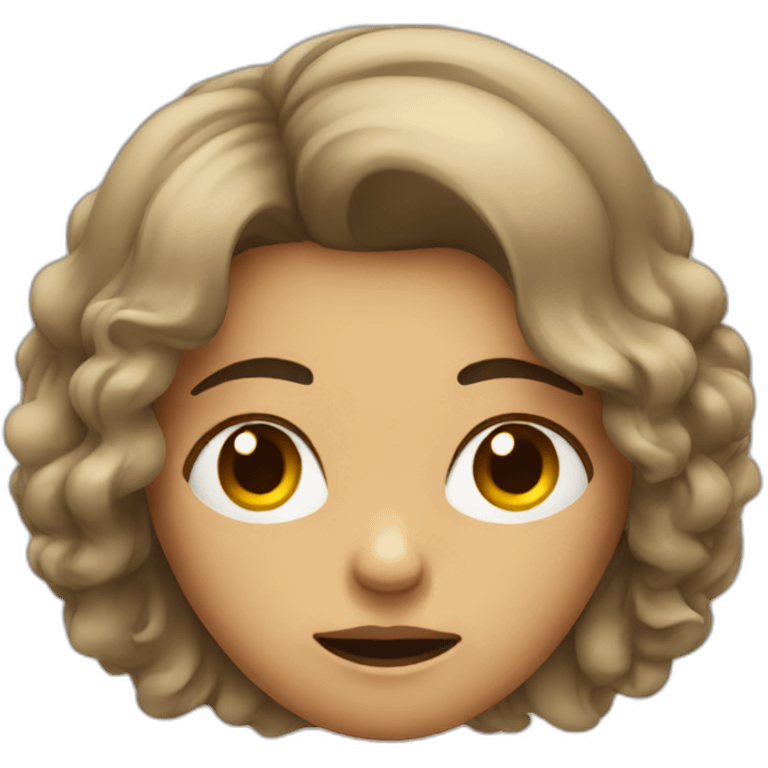 Annoyed female with. Kind hair emoji