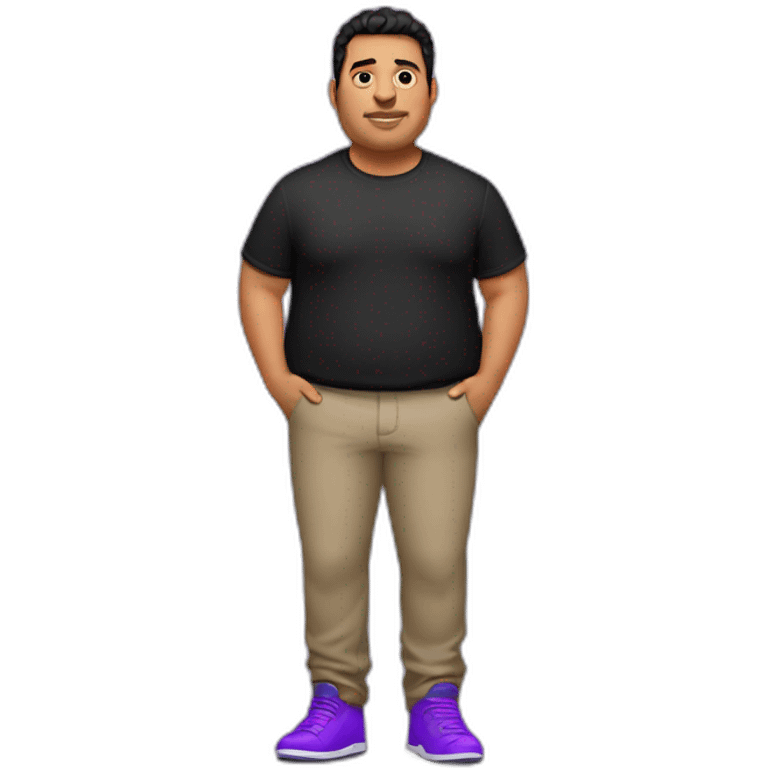 Fat latino Guy with red pants and purple shoes and black shirt emoji