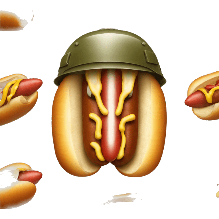 Hotdog with army helmet on head emoji