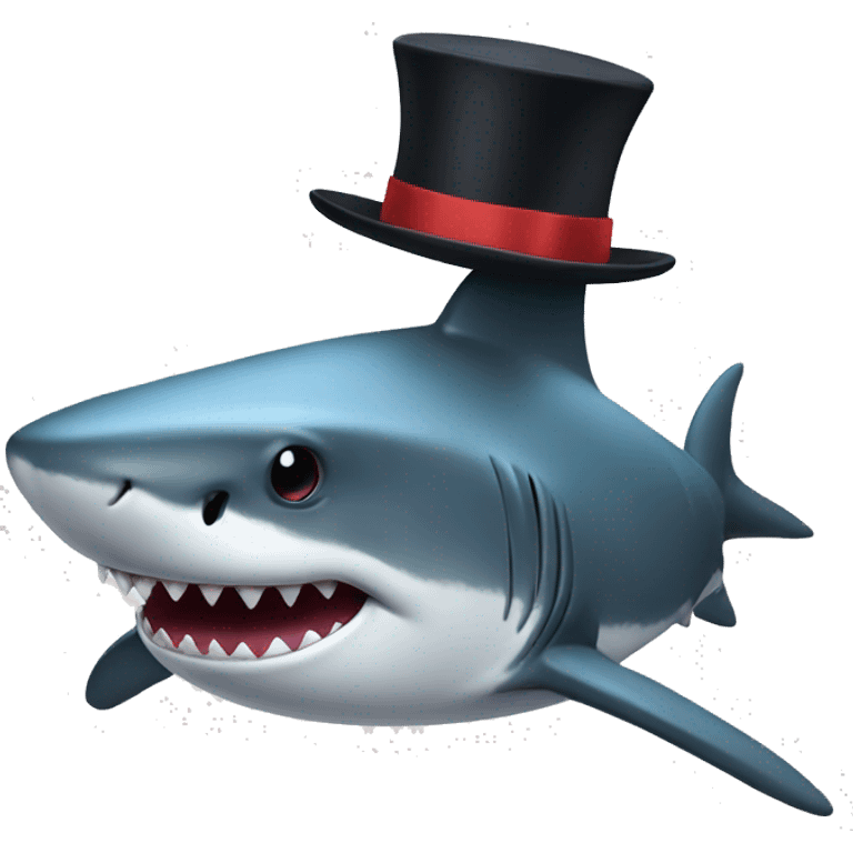 Shark with a top hat emoji