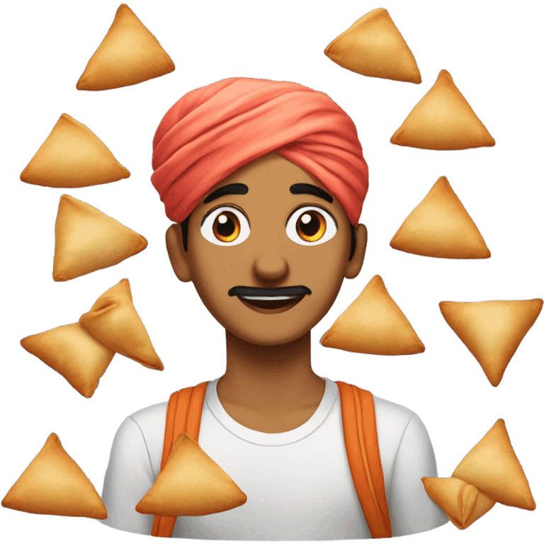 Sardar boy teen in gen z drip eating samosa emoji