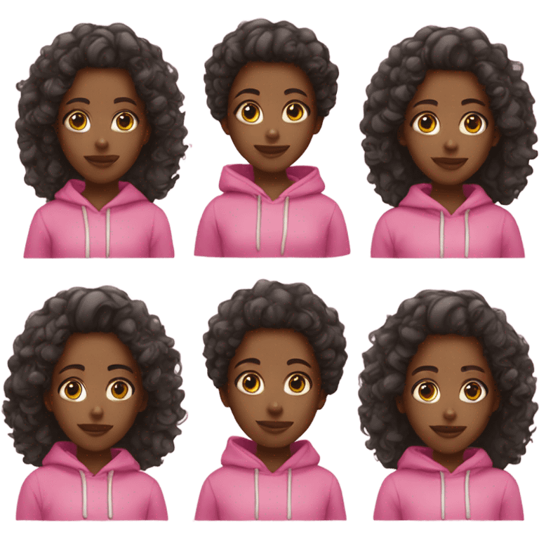 Black girl with curly hair in pink hoodie  emoji