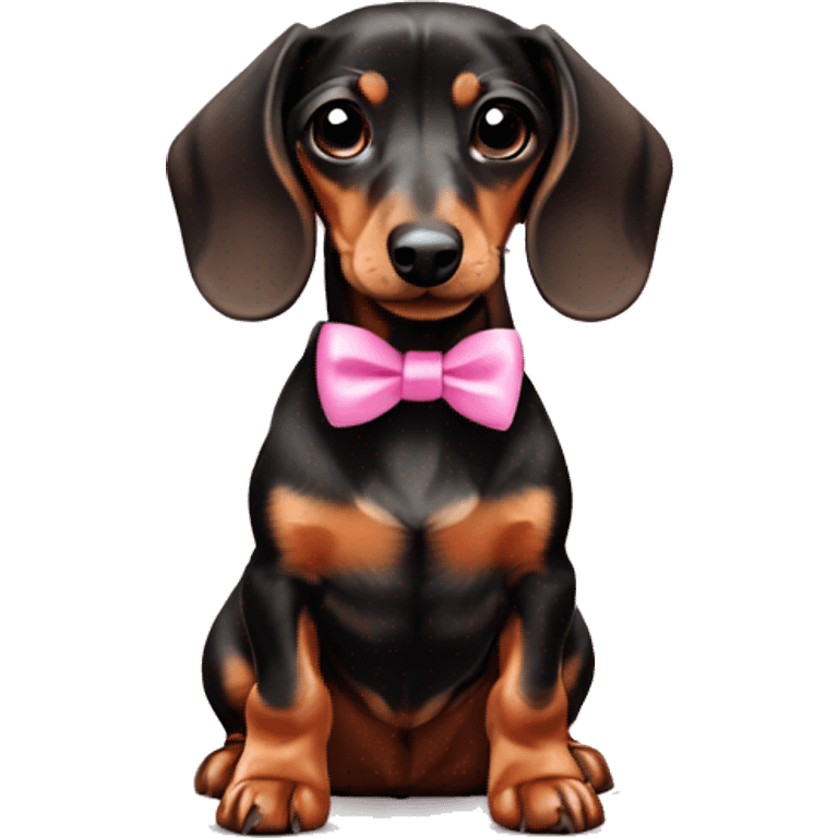 mini dachshund with pink bow  emoji