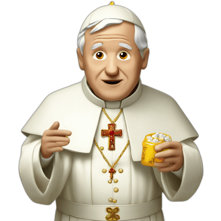 pope holding a xanax emoji