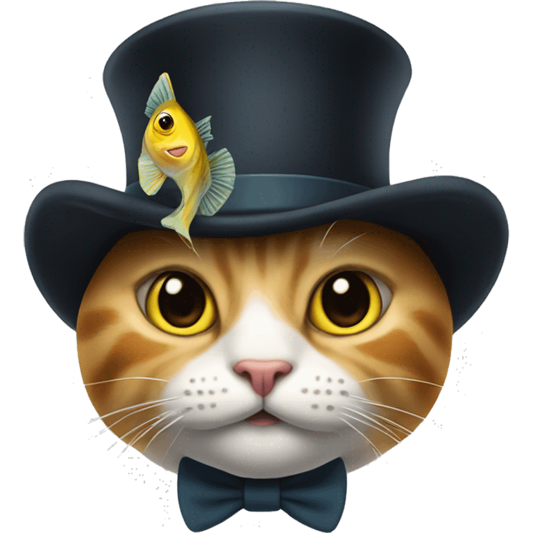 cat wich tophat and fish face emoji