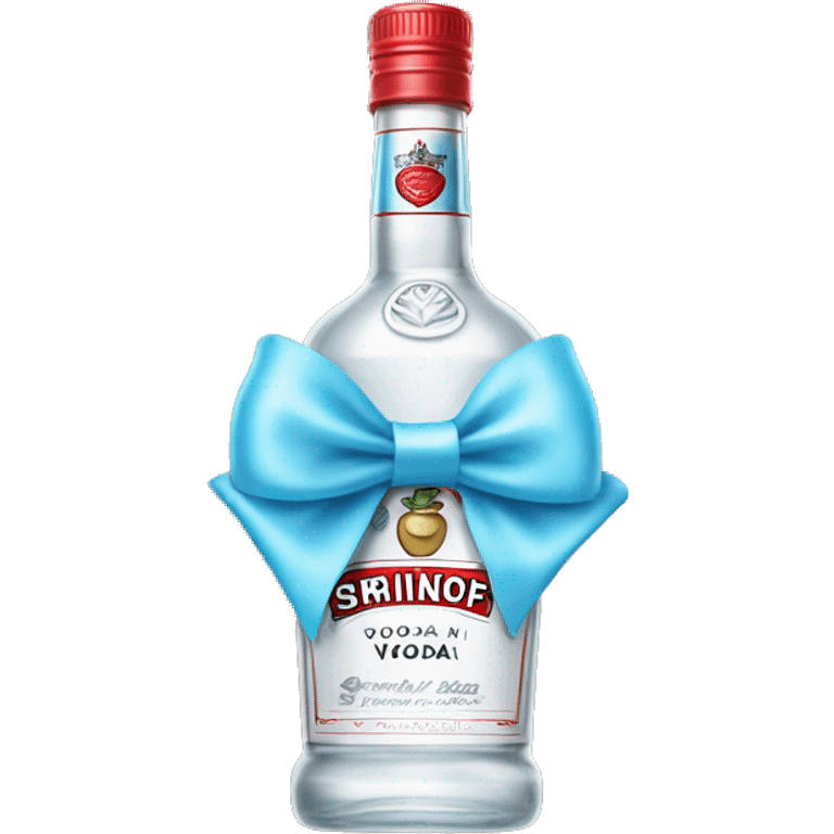 smirnoff vodka bottle with a small light blue bow on it emoji