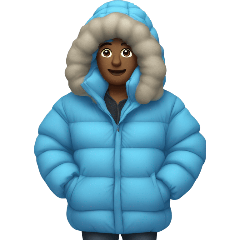 big puffer jacket, sky blue emoji