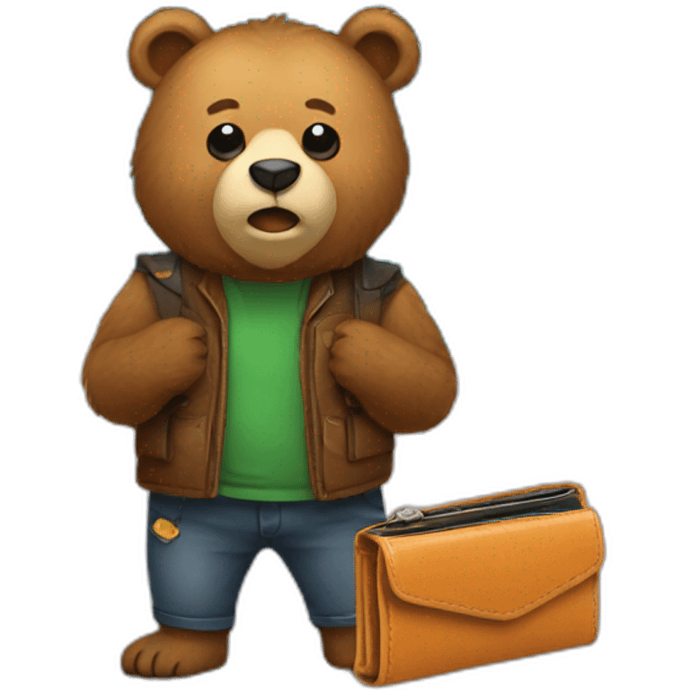 Bear with wallet crypto emoji