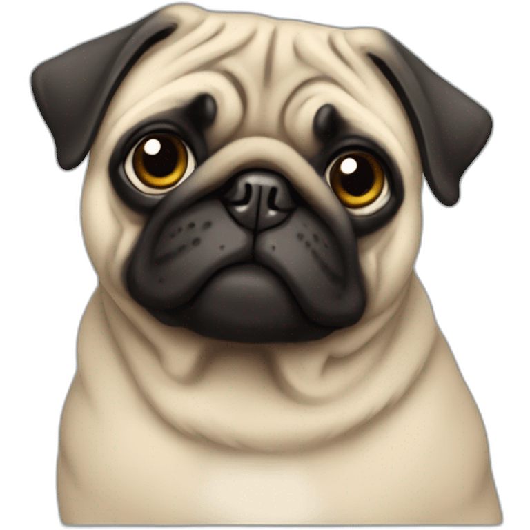 pug wearing a t-shirt emoji