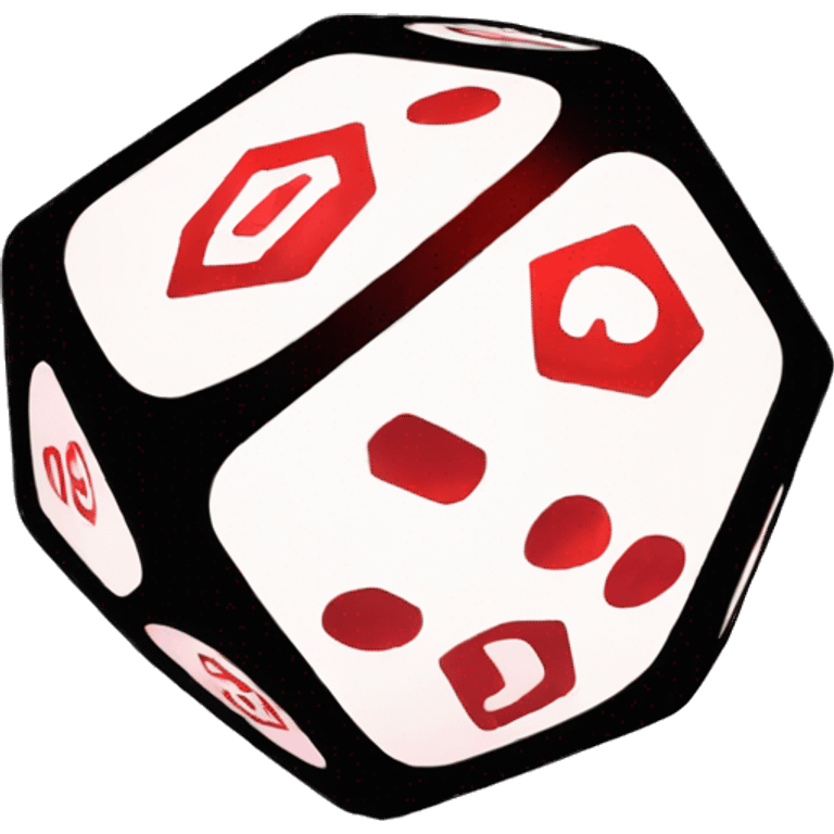 D20 dice black with red numbers glowing emoji