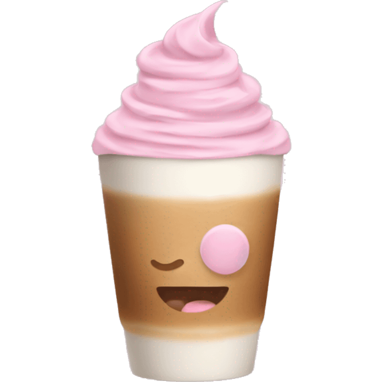 Latte coffee with the pastel pink  emoji