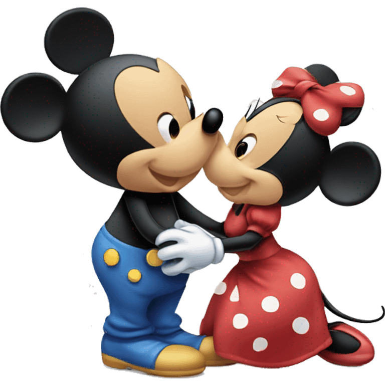 Mickey mouse and minnie mouse kissing emoji