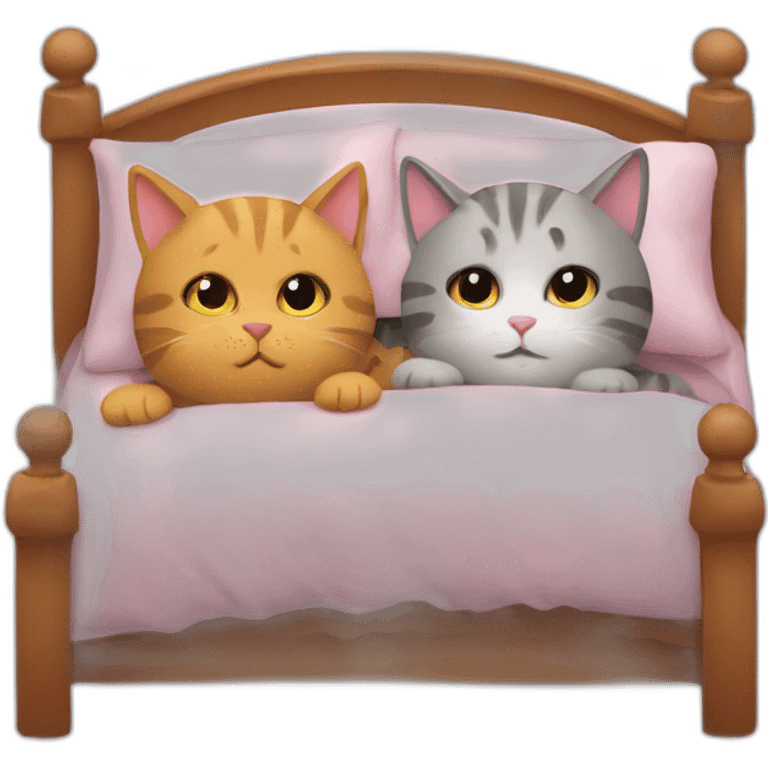 two cute cats in bed emoji