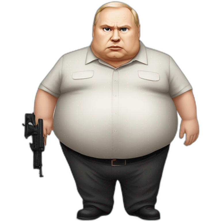 Vladimir Poutine morbidly obese Shooting nobody, full body emoji