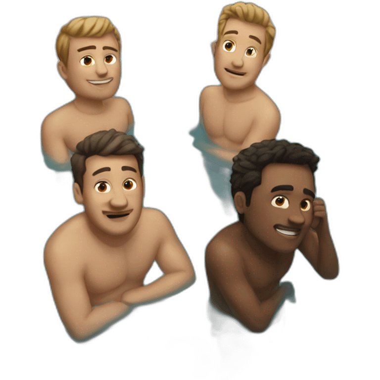 Four guys in a very small pool emoji