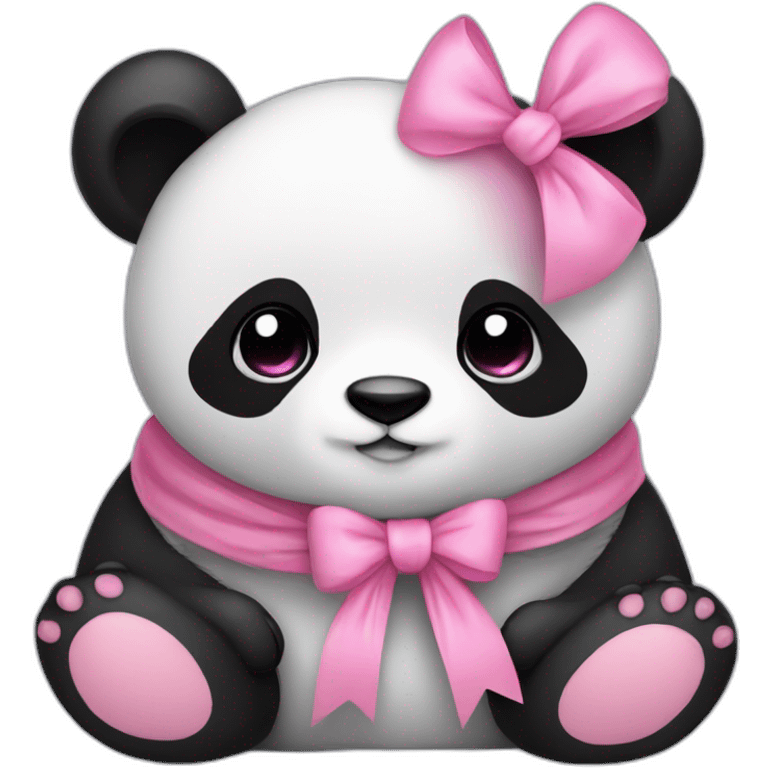 Panda sleeps with pink bow emoji